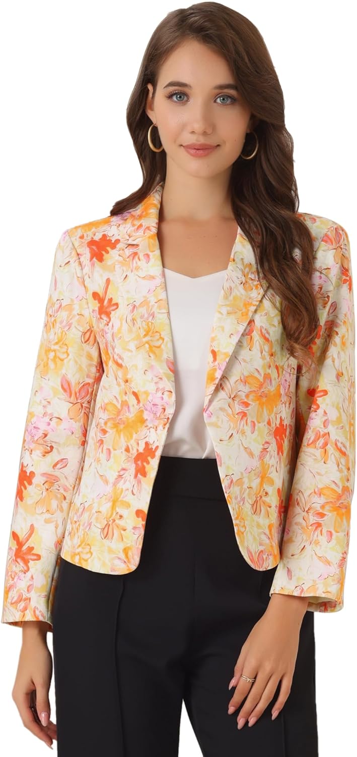 Allegra K Women's Open Front Blazer for Office and Casual Wear