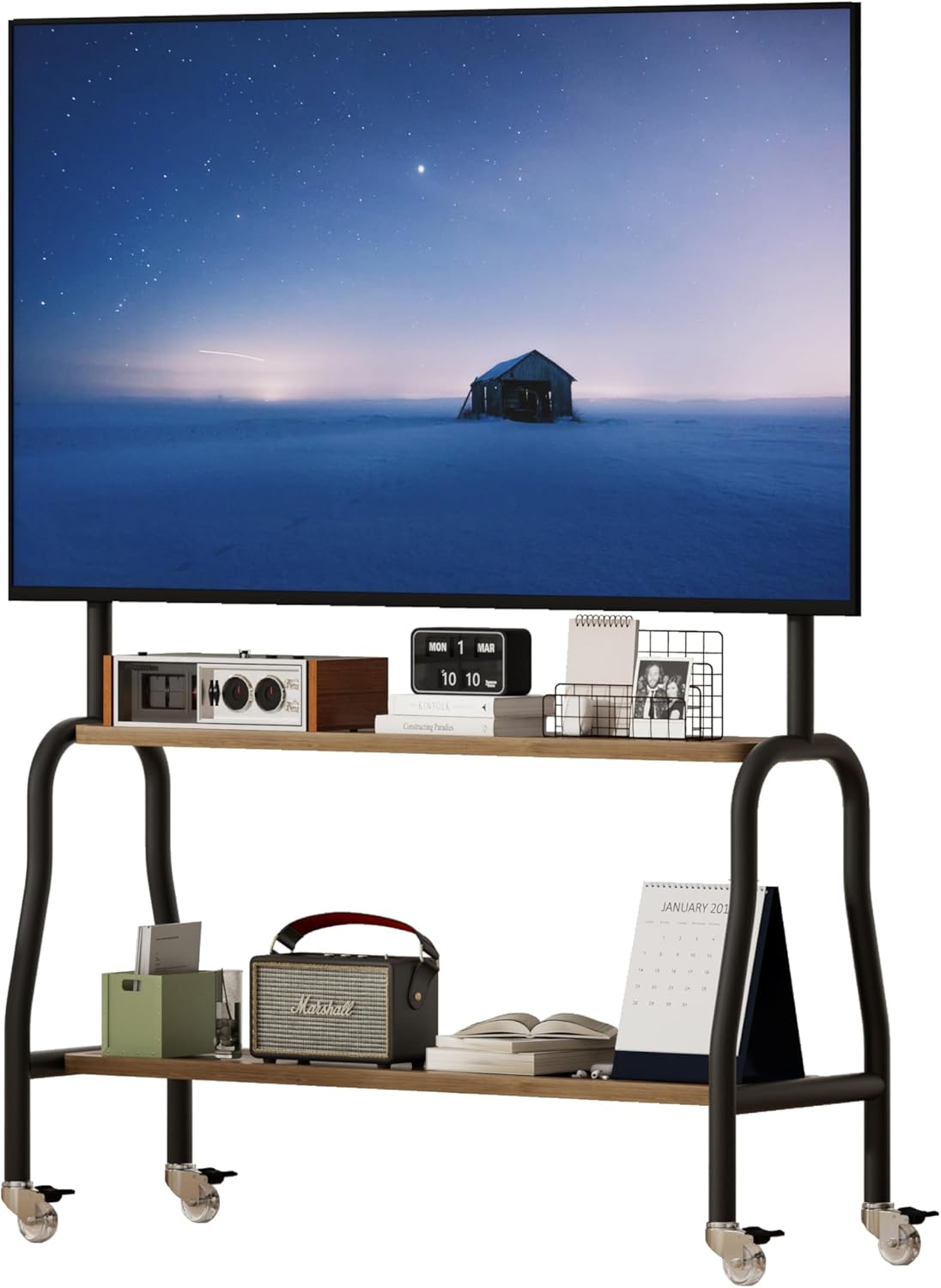 TV Stand with Wheels for 43-75 Inch Screens, Adjustable Height