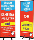 Custom Retractable Banner Stand 33in x 81in - Portable, Durable