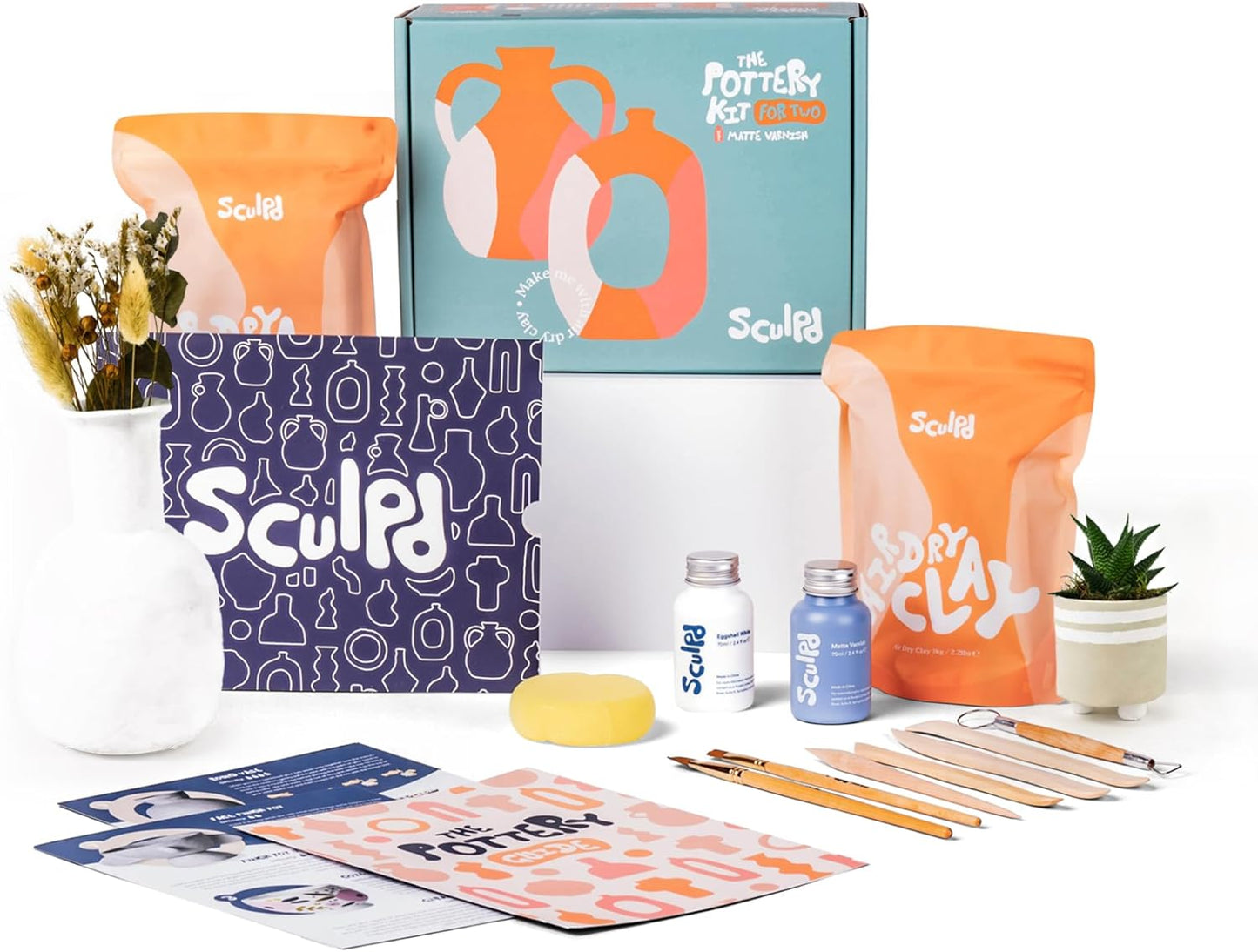 Sculpd Pottery Kit - Complete Air Dry Clay Set for Adults