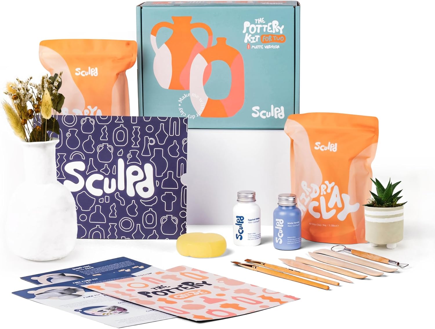 Sculpd Pottery Kit - Complete Air Dry Clay Set for Adults