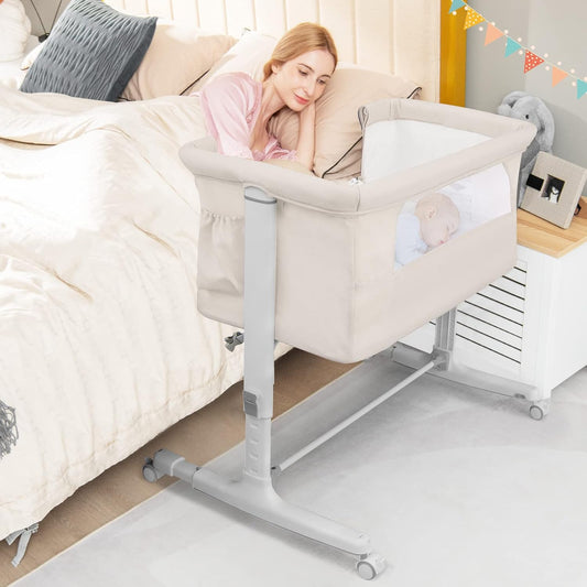 BABY JOY Bassinet Bedside Sleeper: 3 in 1 Folding Crib