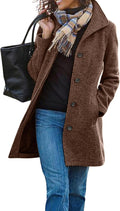 CHARTOU Women's Wool Blend Stand Collar Pea Coat - Warm, Timeless