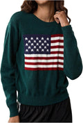 SweatyRocks Women's Flag Pattern Long Sleeve Sweater - Casual Comfort