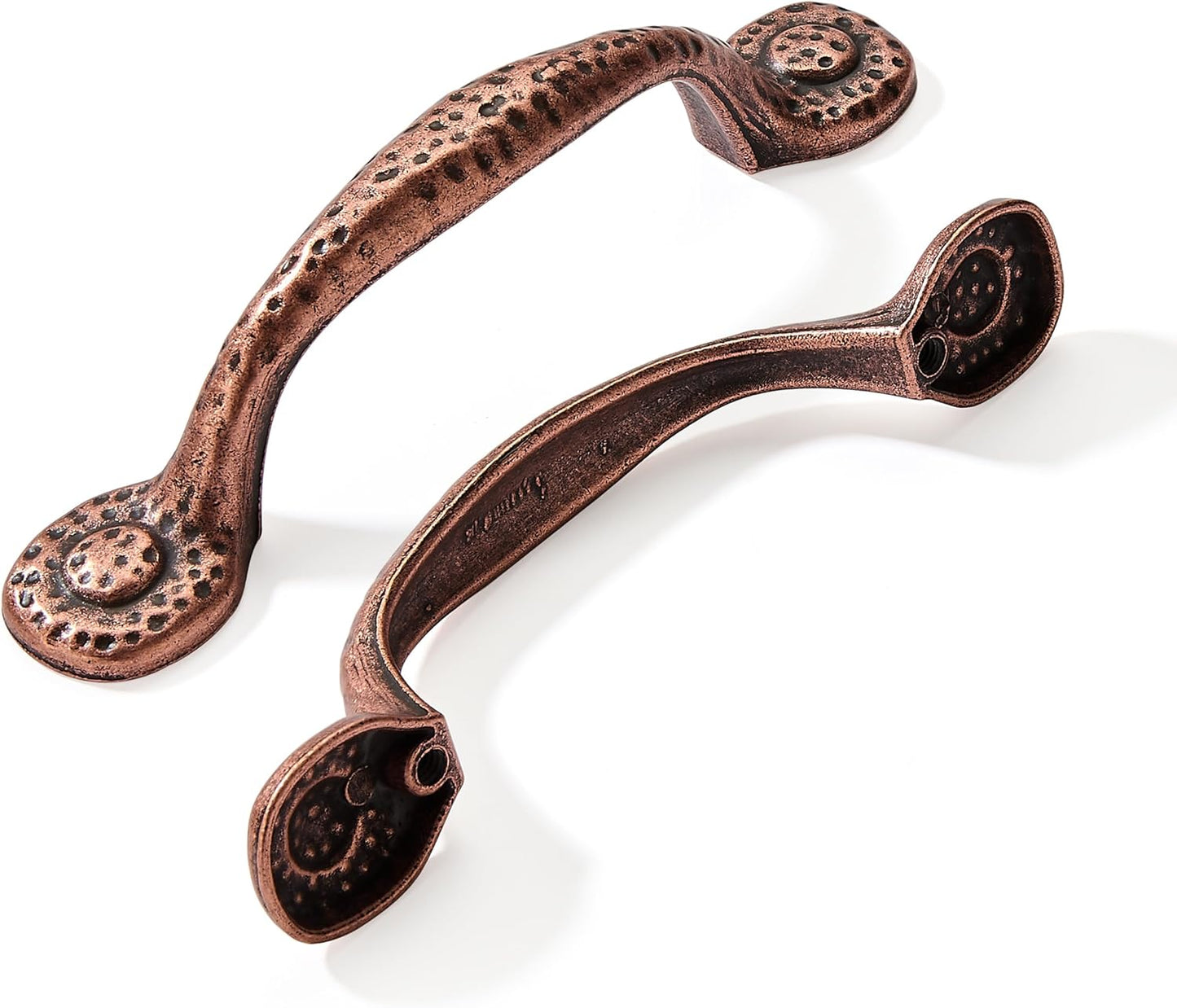 10 Pack Rustic Pulls by CABDM - Antique Copper Cabinet Hardware