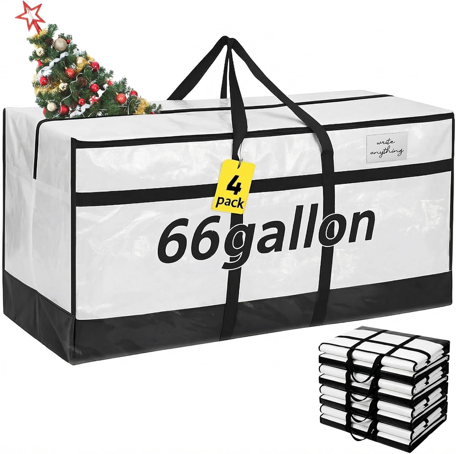 66 Gallon Large Moving Bags with Zipper and Handles for Storage