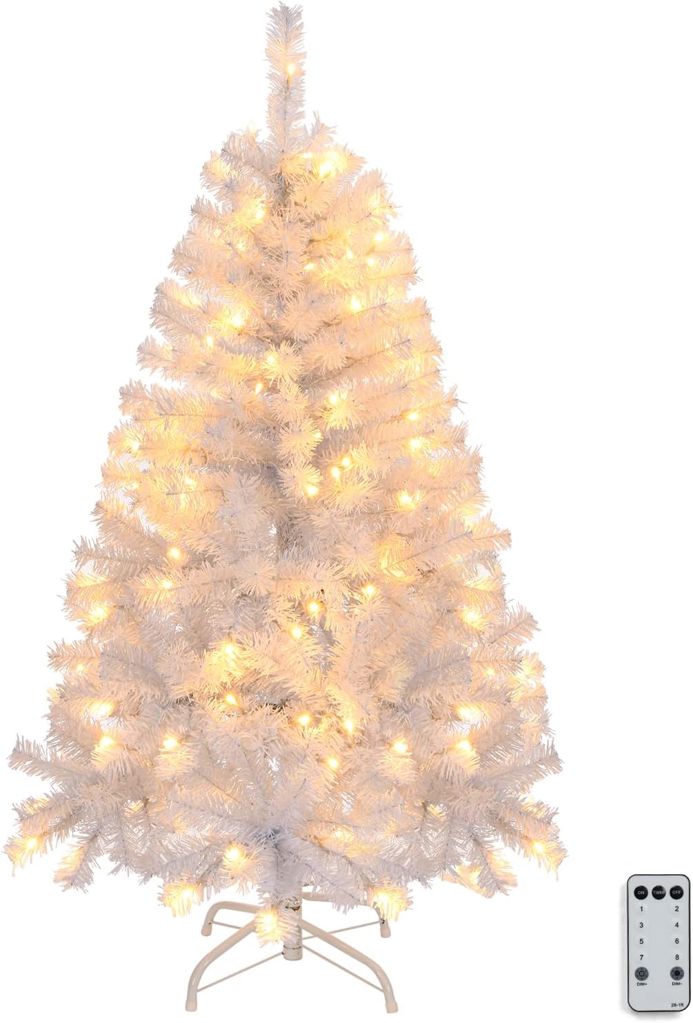 VINGLI 4ft White Artificial Christmas Tree with Lights