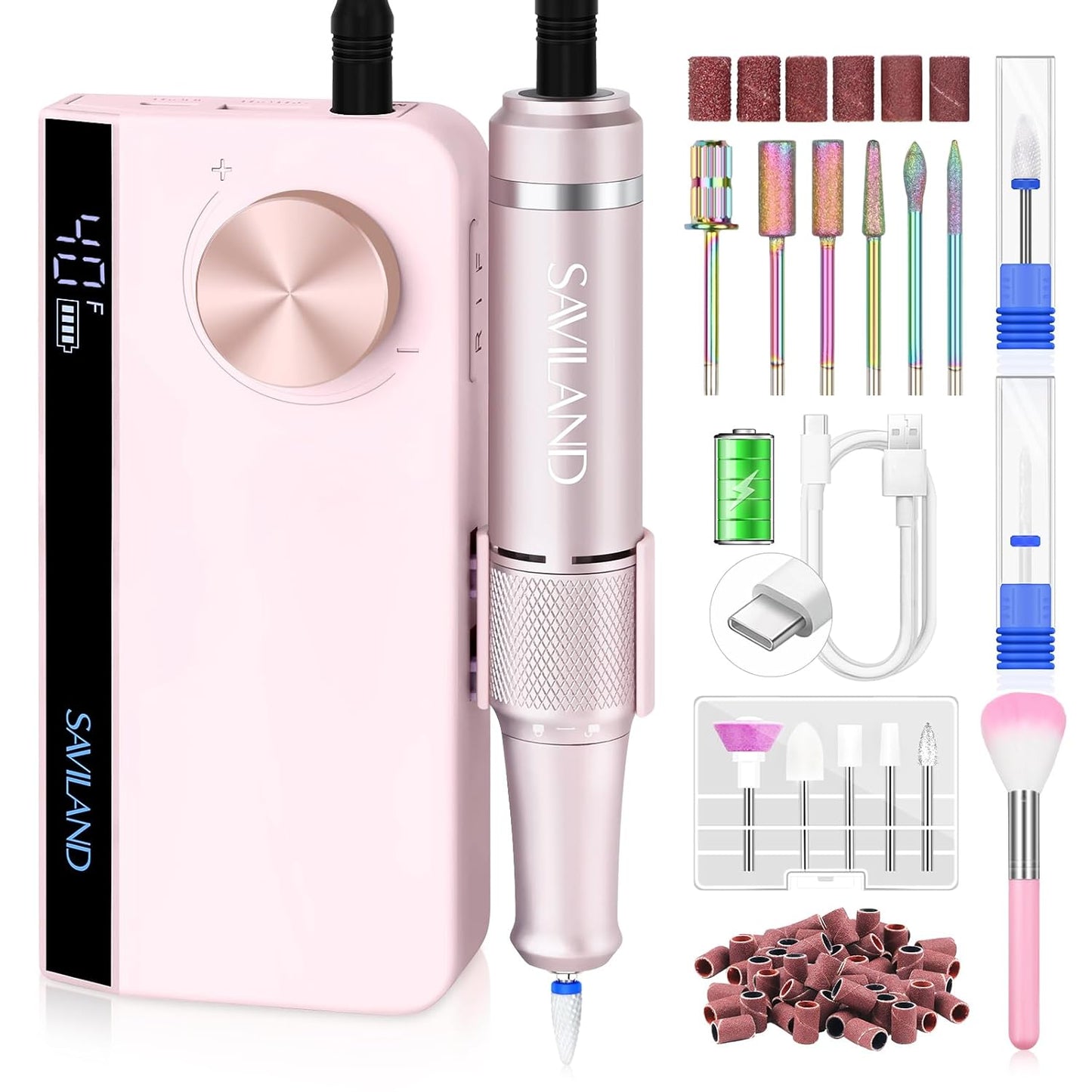 SAVILAND Professional Nail Drill: 40000 RPM Electric Nail File
