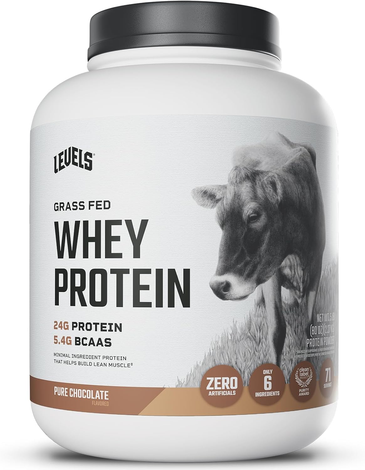 Levels Grass Fed Whey Protein Powder with Pure Chocolate Flavor