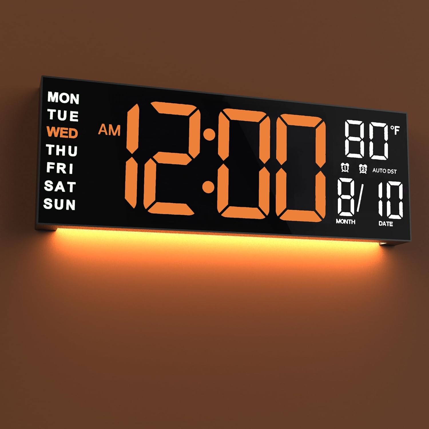 JALL 16-Inch Large Digital Wall Clock with RGB Color Display