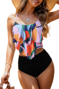 Womens Tankini Swimsuits Ruffled Tank Top - Tummy Control Two-Piece