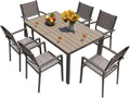 Patio Dining Set 7 Pieces with Large Table and 6 Chairs - Spacious