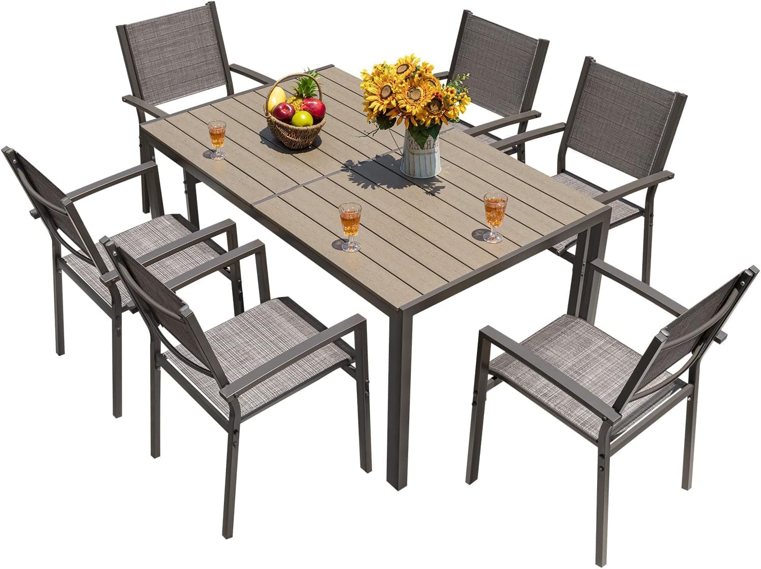 Homall Patio Dining Set 7 Pieces for Outdoor Dining Comfort
