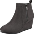 Women's Suede Low Wedge Ankle Boots - 2.75in Lift for All-Day Comfort