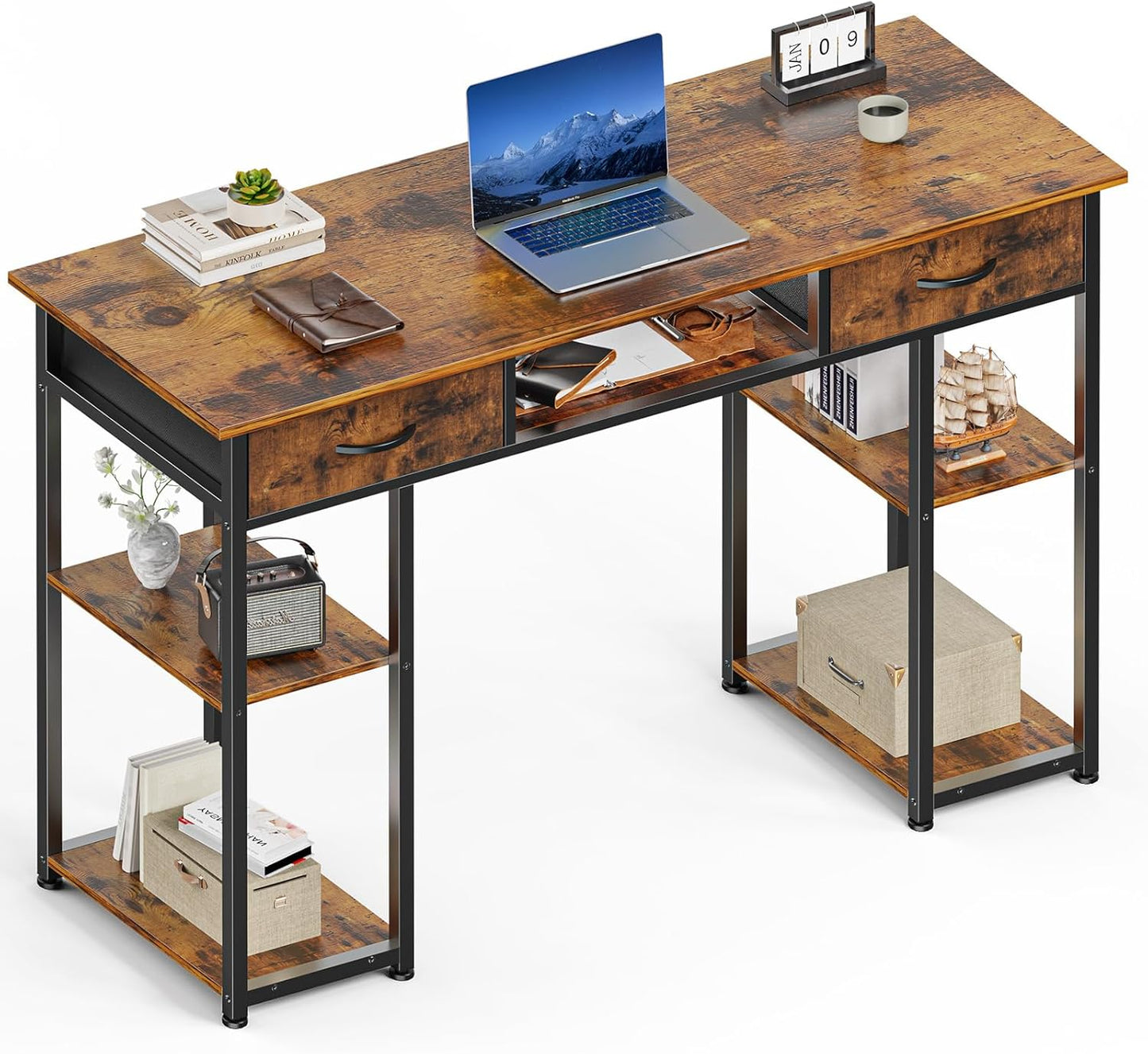 Sweetcrispy Desk with Fabric Drawers for Home Office