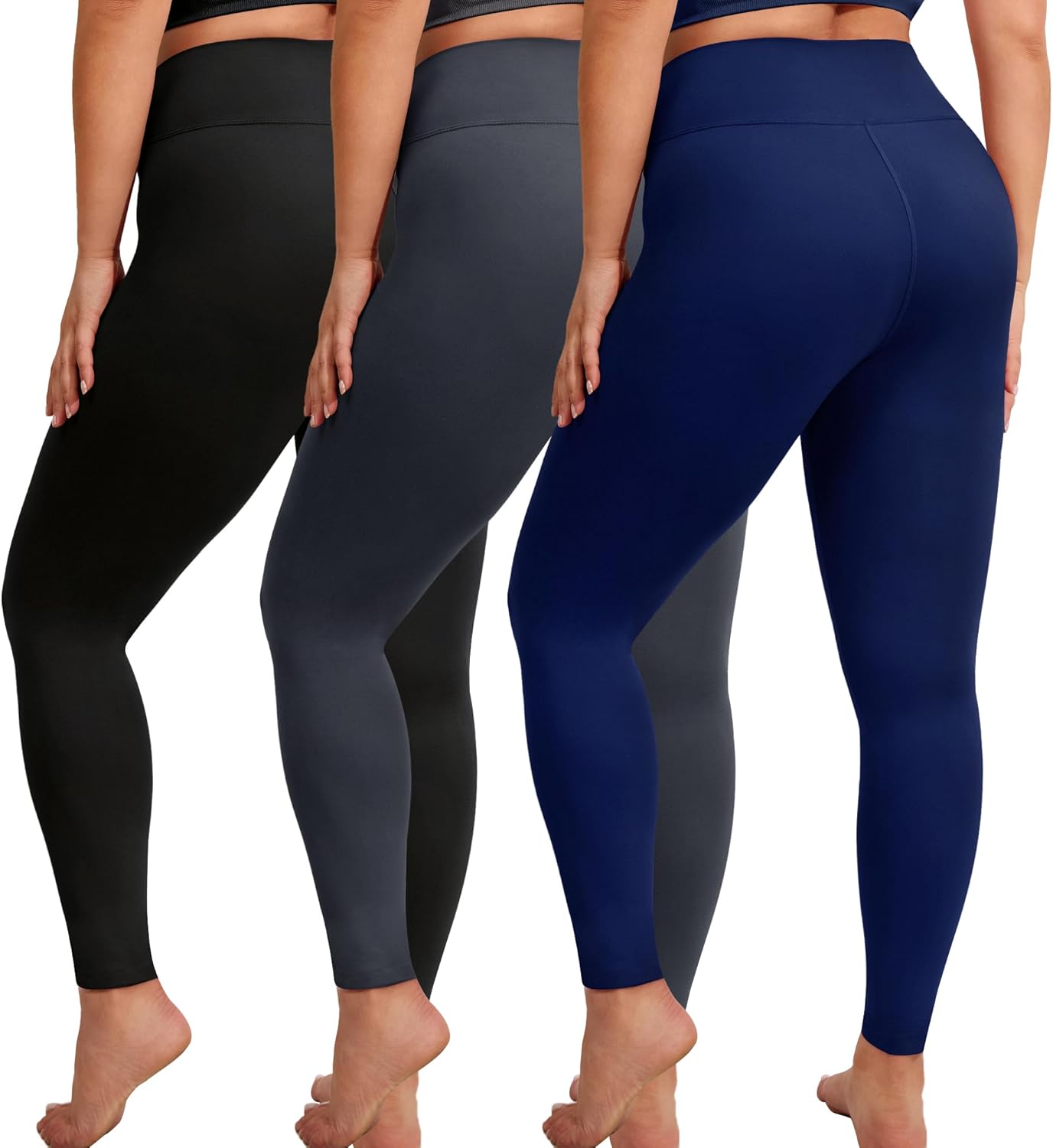 Creamlush Plus Size High Waisted Leggings for Women - 3 Pack