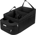 Car Seat Organizer with Partitions and 4 Cups - Compact Storage Caddy