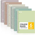 Spiral Notebooks 6 Pack College Ruled 8in x 10-1/2in - Color-Coded
