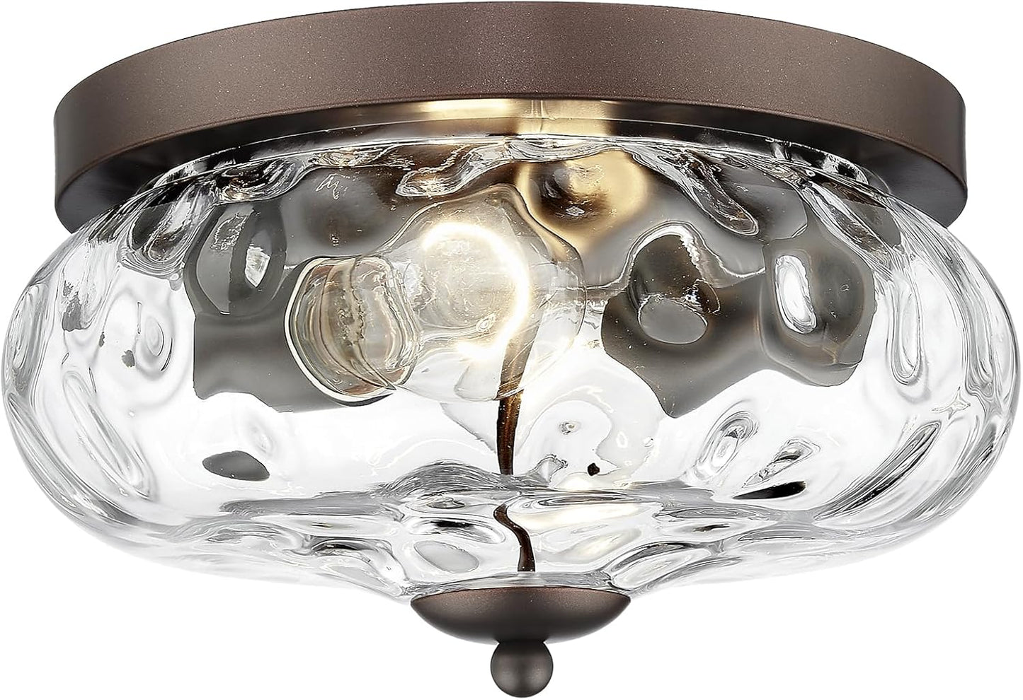 Modern Flush Mount Ceiling Light with Water Ripple Glass Shade