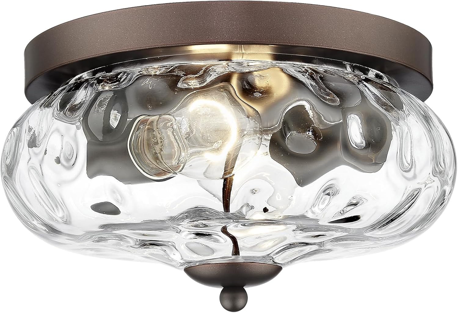 Modern Flush Mount Ceiling Light with Water Ripple Glass Shade