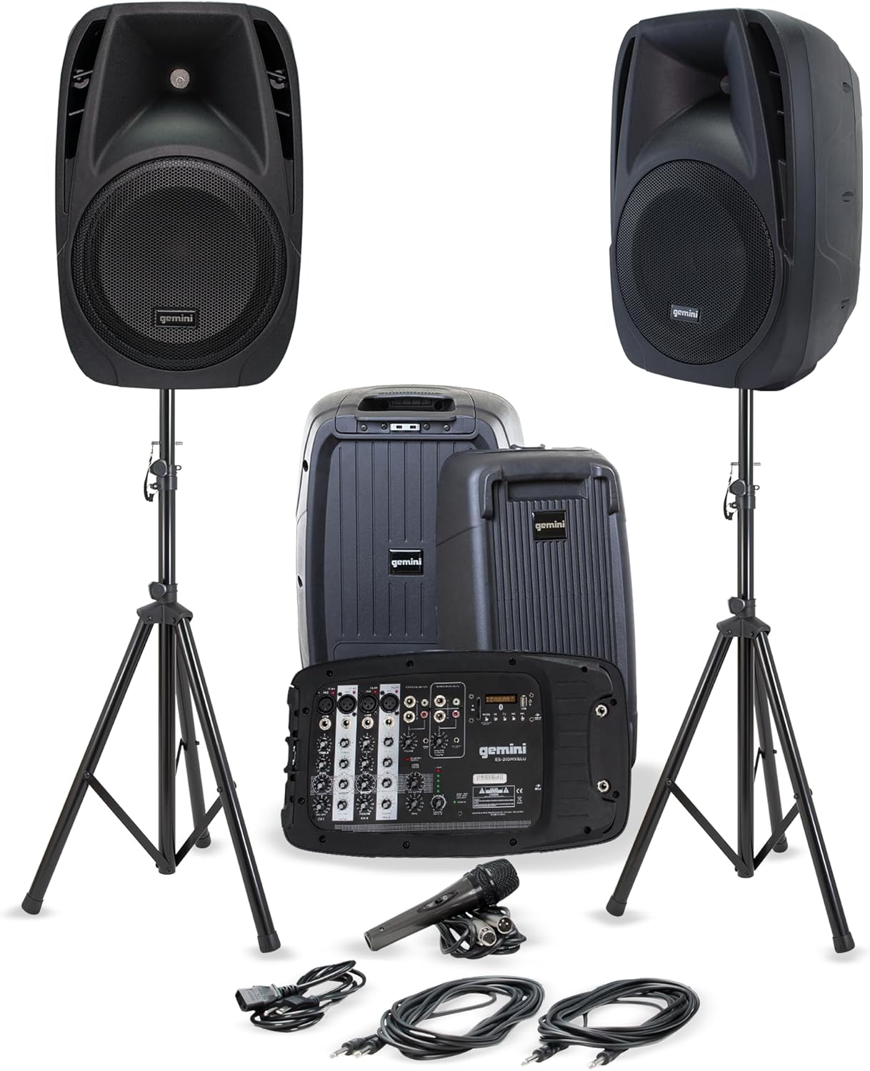 Gemini Portable PA System with Stands and Bluetooth for Events