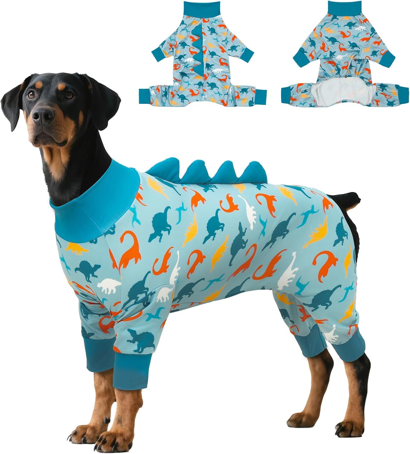 Large Dog Pajamas for Recovery and Comfort - Cute Dinosaur Design