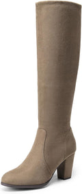 Women's Chunky Heel Knee High Boots - Comfortable All-Day Wear