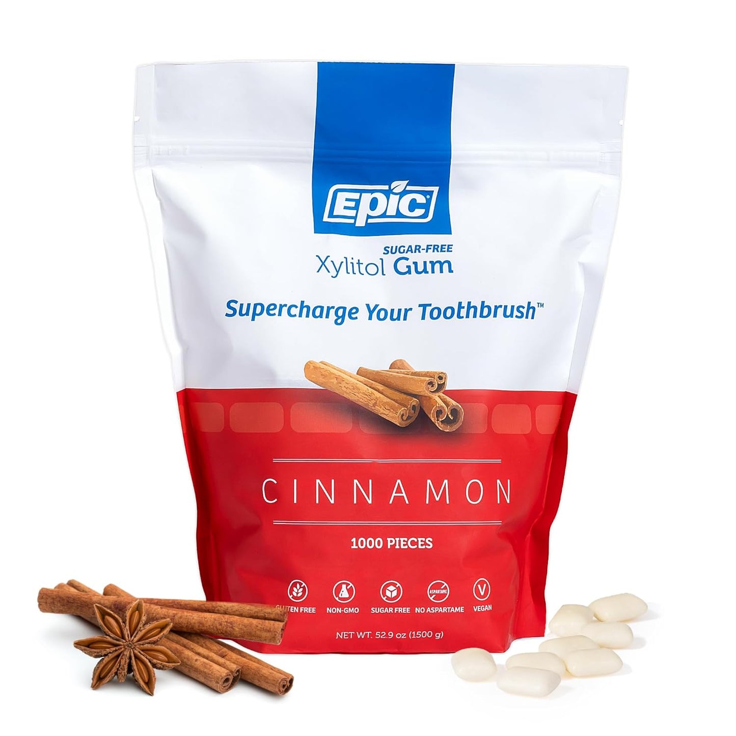 Epic 100% Xylitol Cinnamon Chewing Gum for Fresh Breath