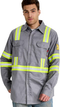 SRsafety Hi Vis FR Shirts for Men - 7.0oz Flame Resistant Work Shirt