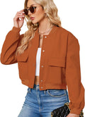 Cropped Bomber Jacket Women - Short Button Down Varsity Fit