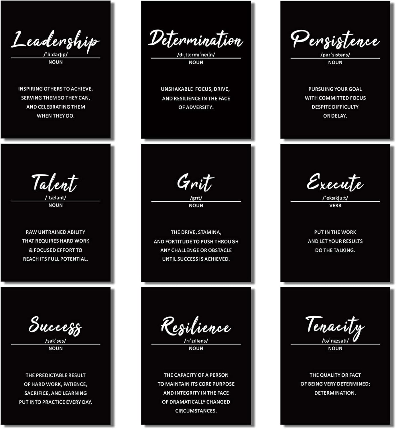 Motivational Quote Prints Set, Inspire Any Space, 9 Pieces, Unframed