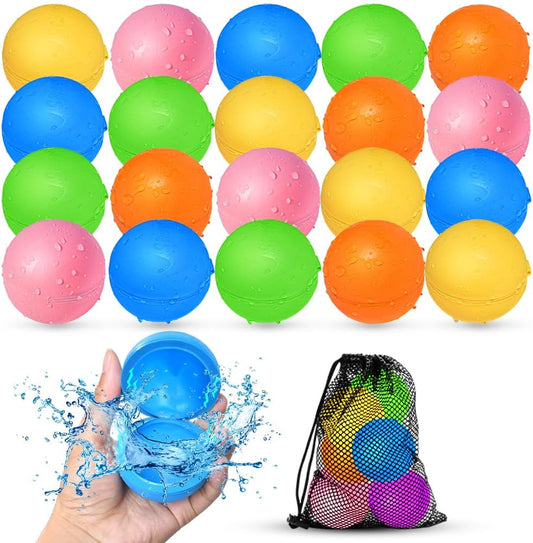 Smirodi 20Pcs Reusable Water Balloons for Summer Fun