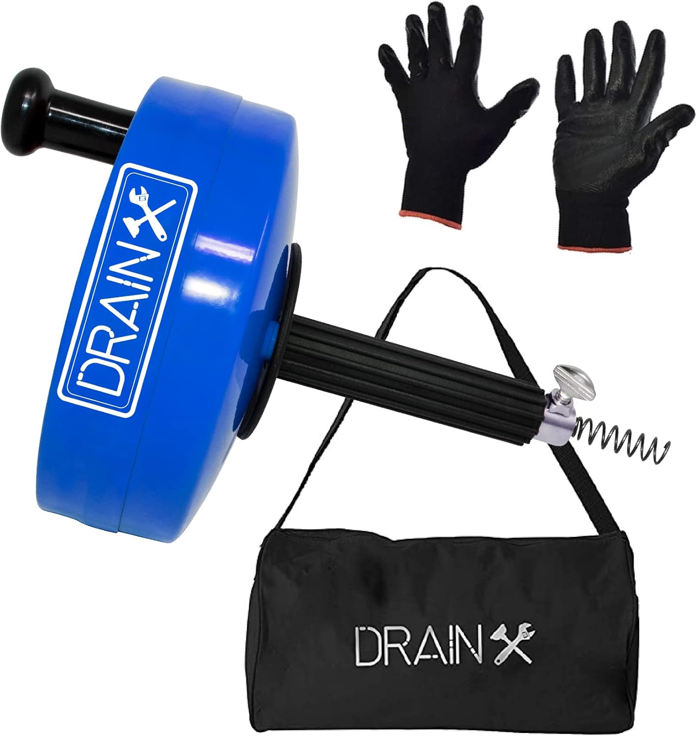 DrainX Pro Steel Drum Auger Plumbing Snake for Easy Clogs