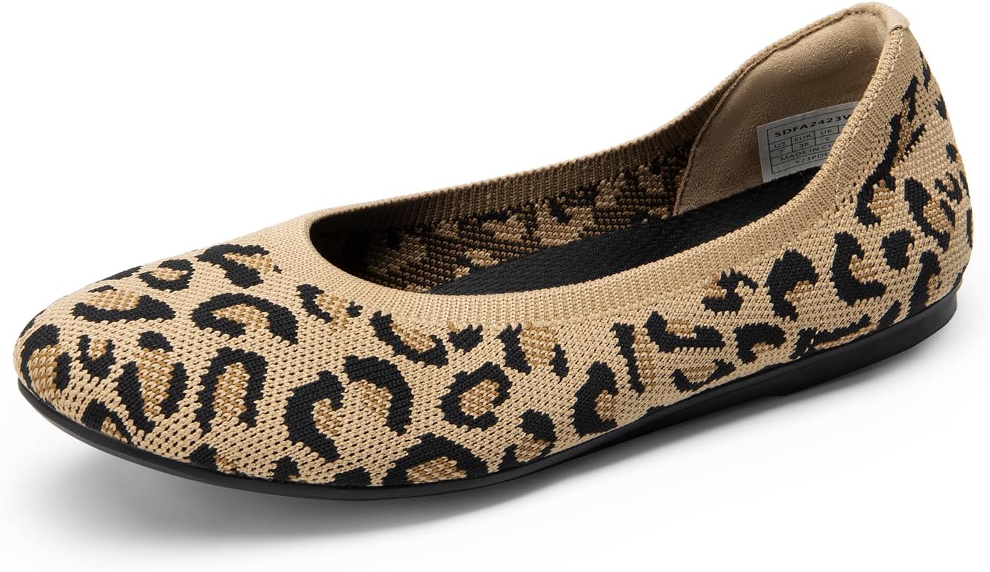 DREAM PAIRS Foldable Knit Ballet Flats with Arch Support