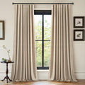 Camel Beige Velvet Blackout Curtains 84 in Pinch Pleat - Room