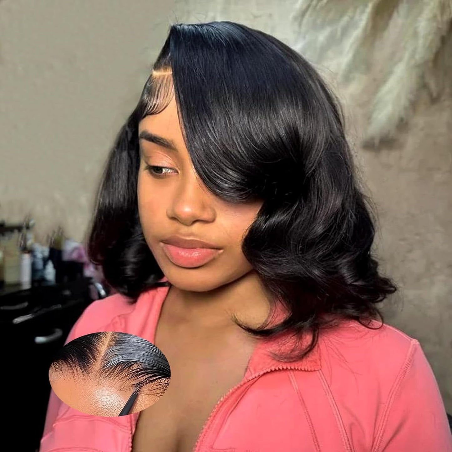 Glueless Wigs Human Hair Pre Plucked Body Wave Bob Wig 12 Inch