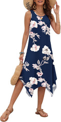 Women's Summer Asymmetrical Hem Midi Tank Dress - Lightweight
