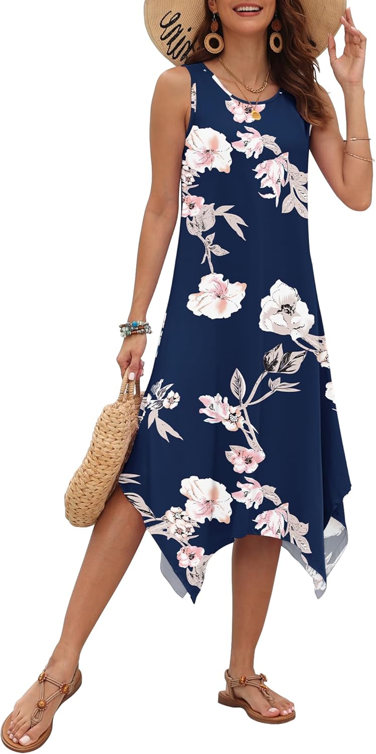 AUSELILY Women's Summer Dresses 2025 Casual Midi Beach Dress
