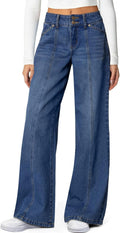 Wide Leg Jeans High Waisted Stretchy Straight Leg Jeans - Comfortable
