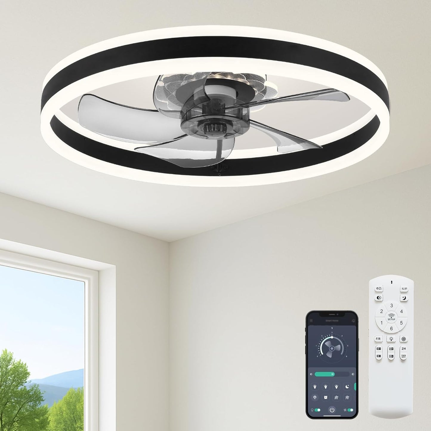 23.6in Ceiling Fan with Light and Remote Control for Comfort