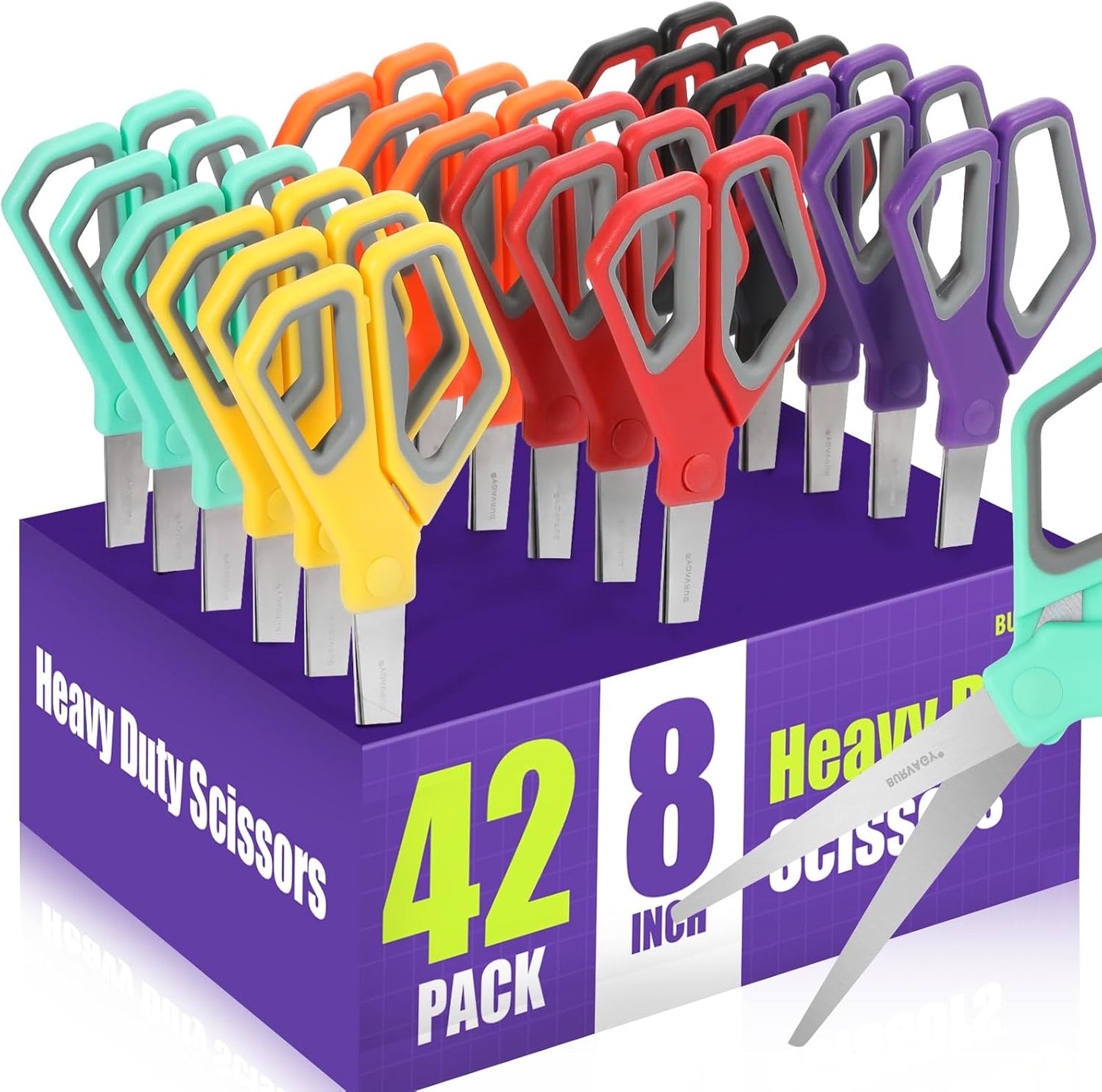 42Pack 8in Scissors All Purpose Heavy Duty for School and Home