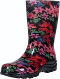 Women's Mid Calf Printed Rain Boots - Waterproof Garden Shoes