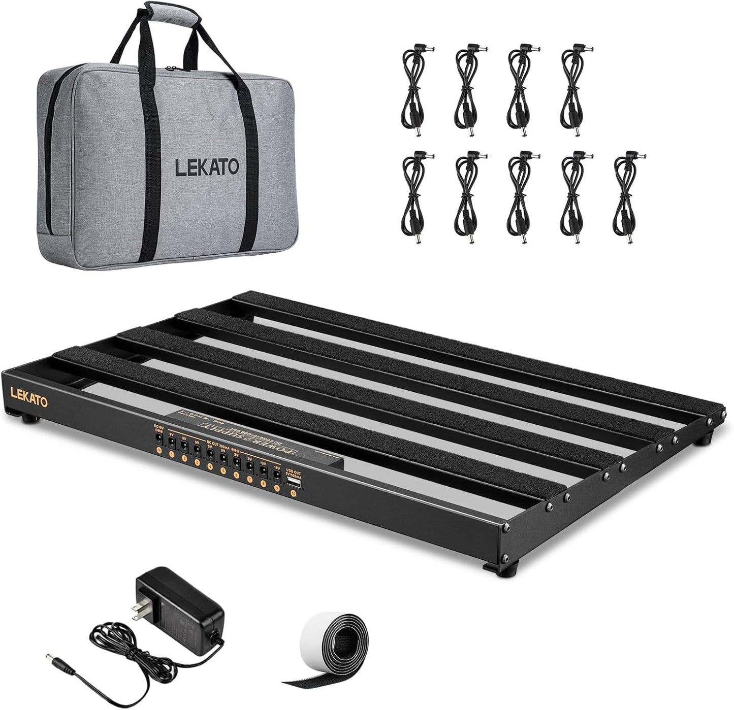 LEKATO Pedalboard with Built-in Power Supply for Guitarists
