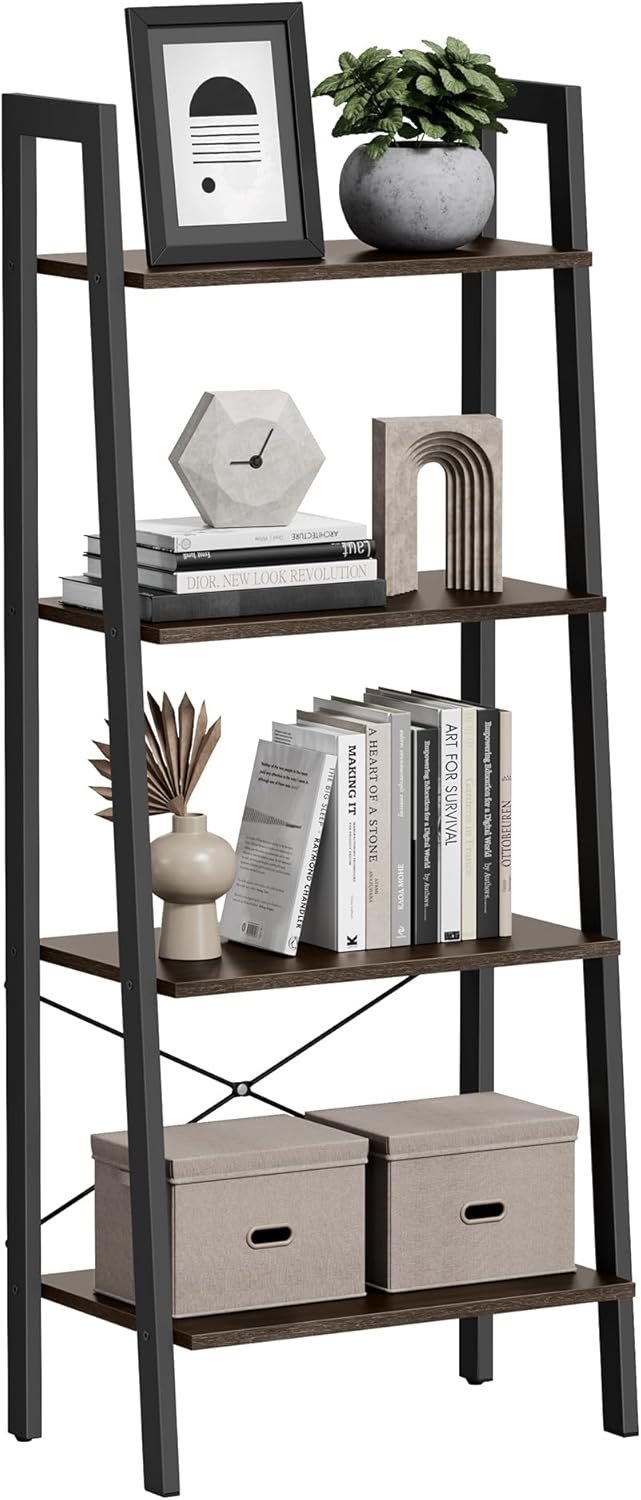 VASAGLE Ladder Shelf, 4-Tier Bookshelf for Home and Office