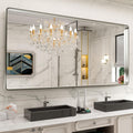 72X40 in Brushed Nickel Bathroom Mirror Rounded Rectangle - Clear
