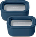 Caraway 2pc Glass Food Storage Set - Compact Stackable Navy