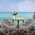 Oversized Papasan Rocking Chair Set of 2 Light Grey - Extra Wide Seat