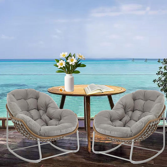 Oversized Outdoor Papasan Rocking Chair Set of 2 for Relaxation