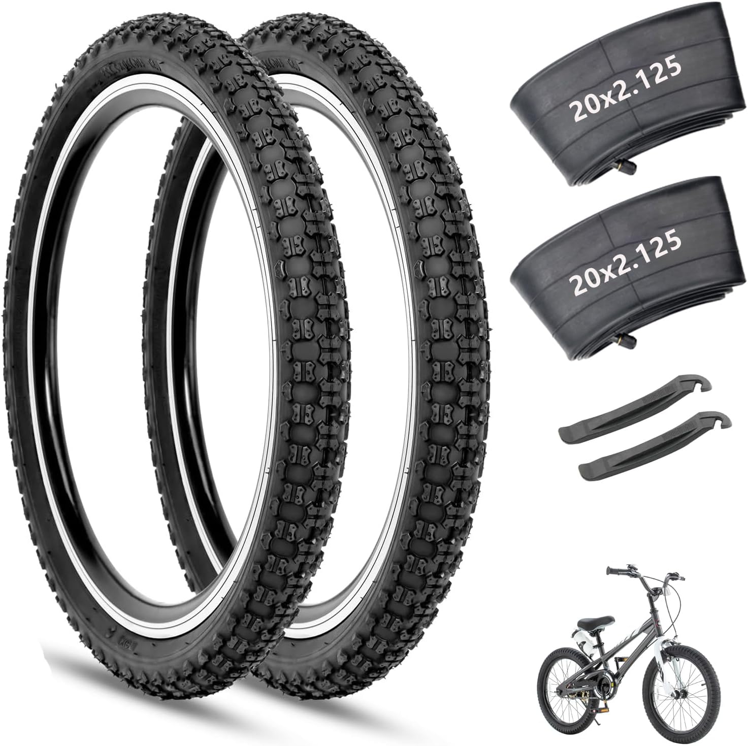 2-Pack 20 Inch Mountain Bike Tires for Off-Road Adventures