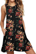 BISHUIGE Women Summer Casual Round Neck T Shirt Dress for Beach